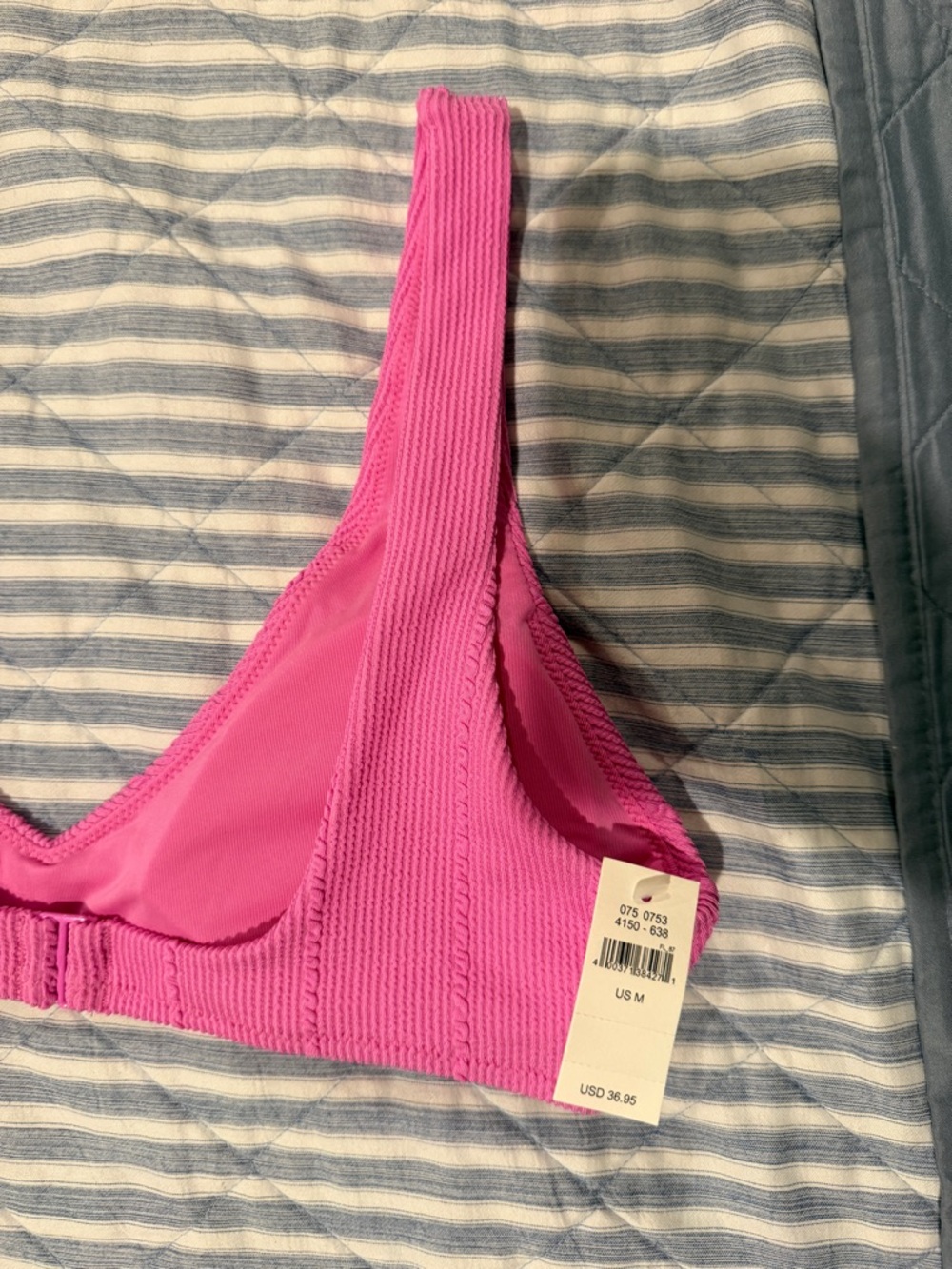 NWT Aerie Women's Pink Ribbed Bikini Top - Picture 3 of 5